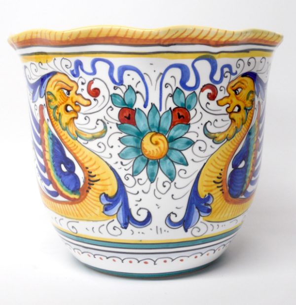 Deruta Raffaellesco 7.5" Large Scalloped Cachepot Planter