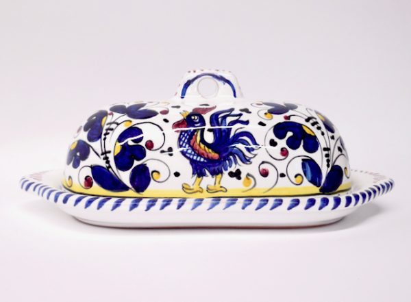 Deruta Galletto Blue Butter Dish