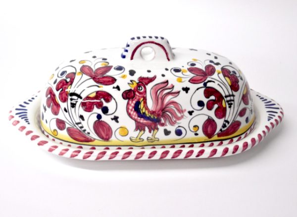 Deruta Galletto Red Butter Dish