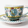 Deruta Galletto Green Cappuccino Cup and Saucer