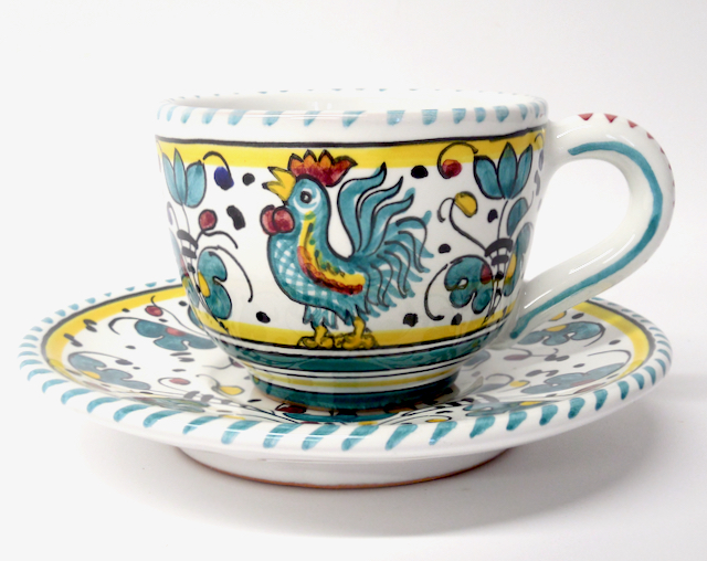 Italian Ceramics Espresso Cup & Saucer - Arabesco Turquoise