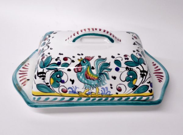 Deruta Galletto Green Butter Dish
