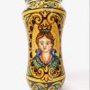 Sicilian Santo Stefano 12” Vase with Portrait of a Lady
