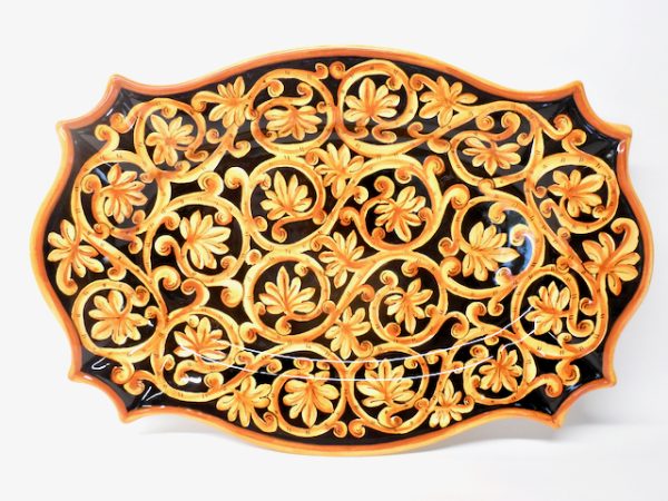 Deruta Royal Ambra 20X13" Scalloped Rectangular Serving/Wall Platter