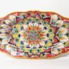 Deruta Antico Geometrico 24X13" Long Oval Scalloped Serving/Wall Platter