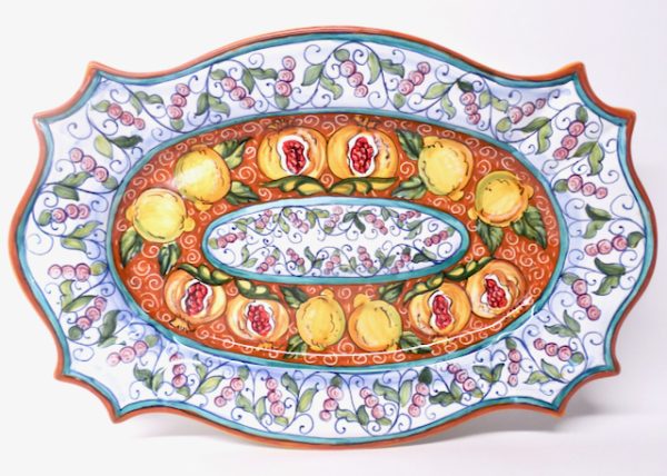 Deruta Royal Frutta 20X13” Scalloped Rectangular Serving/Wall Platter
