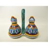 Deruta Antico Geometrico Oil and Vinegar Set with "Olio" and "Aceto"