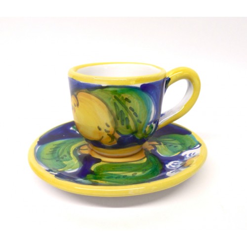 Italian Ceramics Espresso Cup & Saucer - Arabesco Turquoise