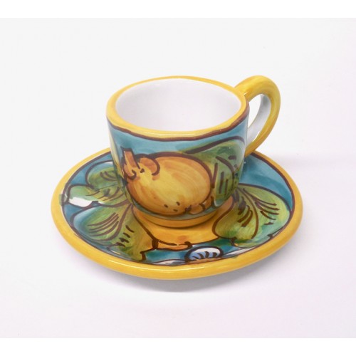 Italian Ceramics Espresso Cup & Saucer - Arabesco Turquoise