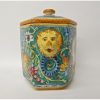 Tuscan Grapes 9" Hexagonal Light Green Canister with Cherub Angel - Image 2