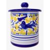 Deruta Arabesco Blue and Yellow 5" Canister with Striped Top