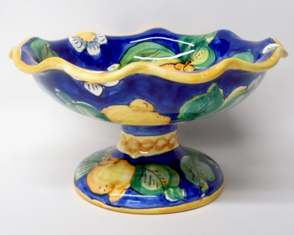 Limoni di Sicilia Blue 10" Scalloped Footed Dish